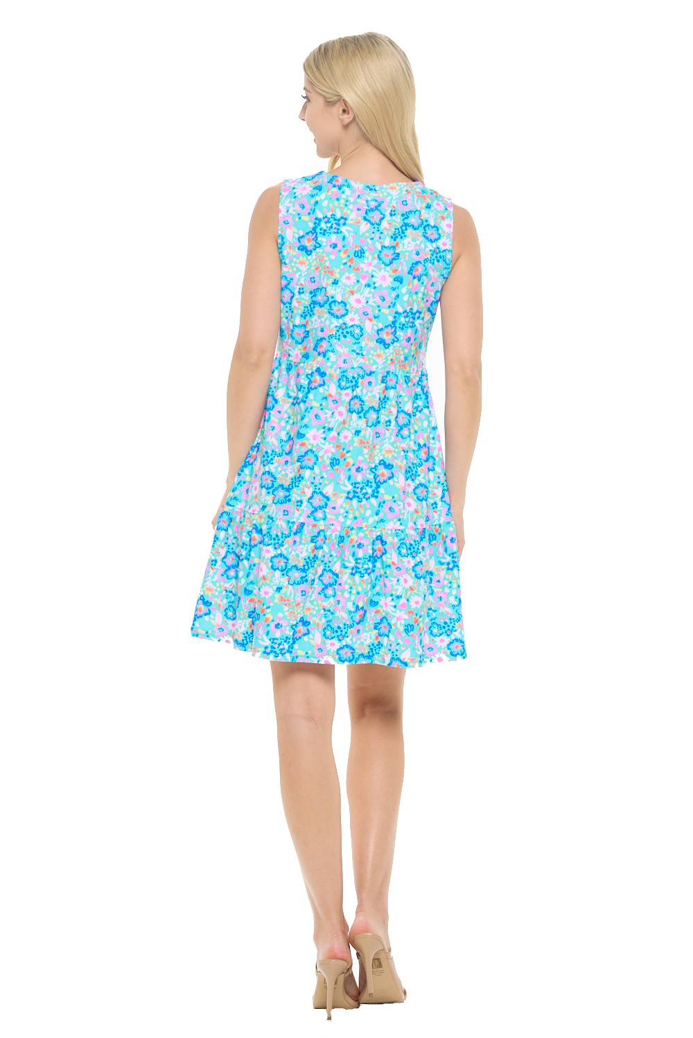 Sleeveless Tiered Floral Print Dress