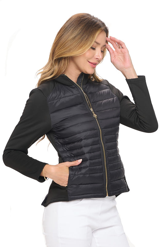 Black Quilted Hybrid Golf Jacket