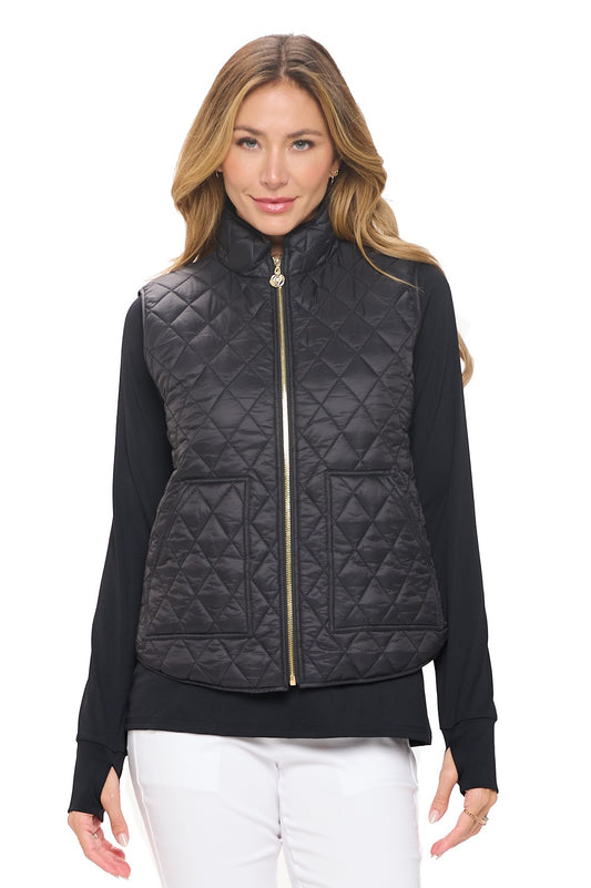 Black Quilted Puffer Vest - Sleeveless Zip-Up