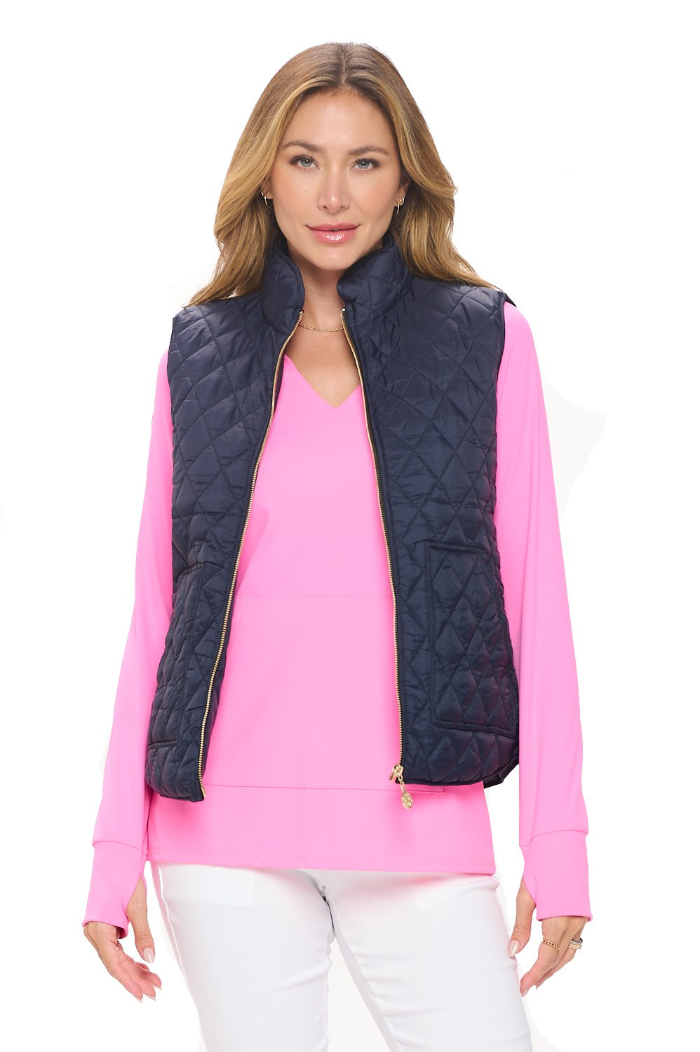 Navy Quilted Puffer Vest - Sleeveless Zip-Up