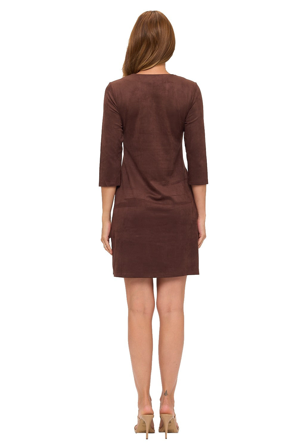 Sophisticated Brown Shift Dress with Pockets