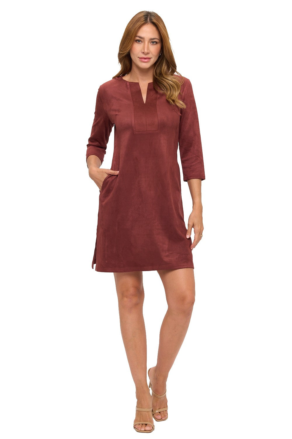 Sophisticated Rustic Shift Dress with Pockets