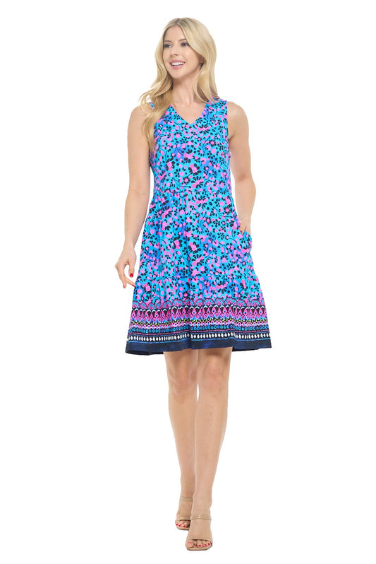 Vibrant Sleeveless A-Line Dress