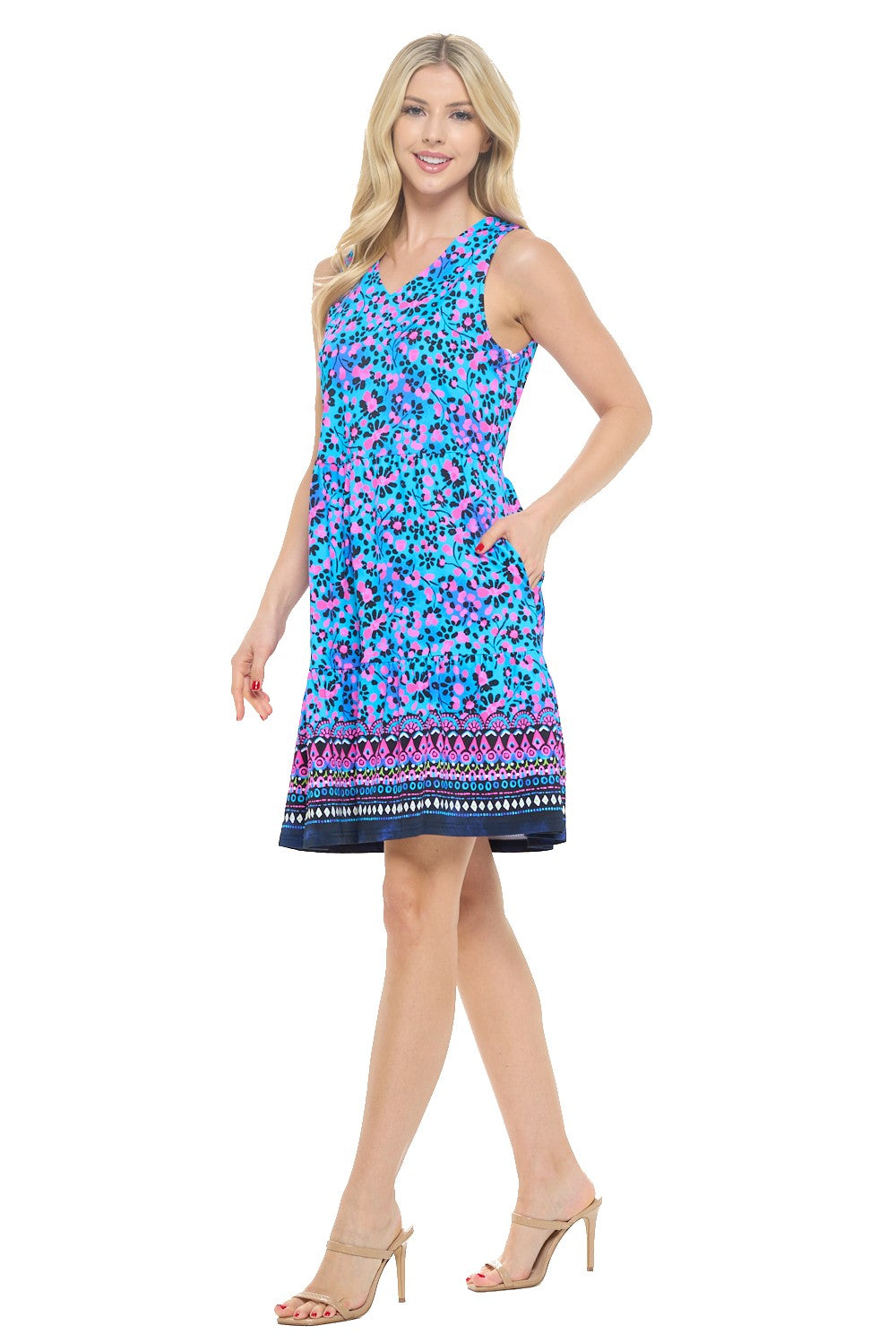 Vibrant Sleeveless A-Line Dress