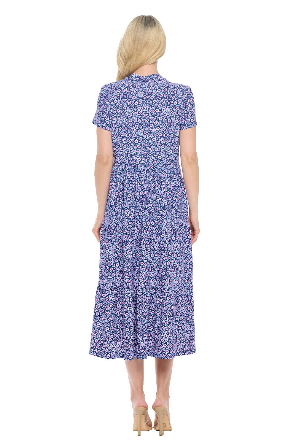 Navy Ditsy Floral Midi Dress