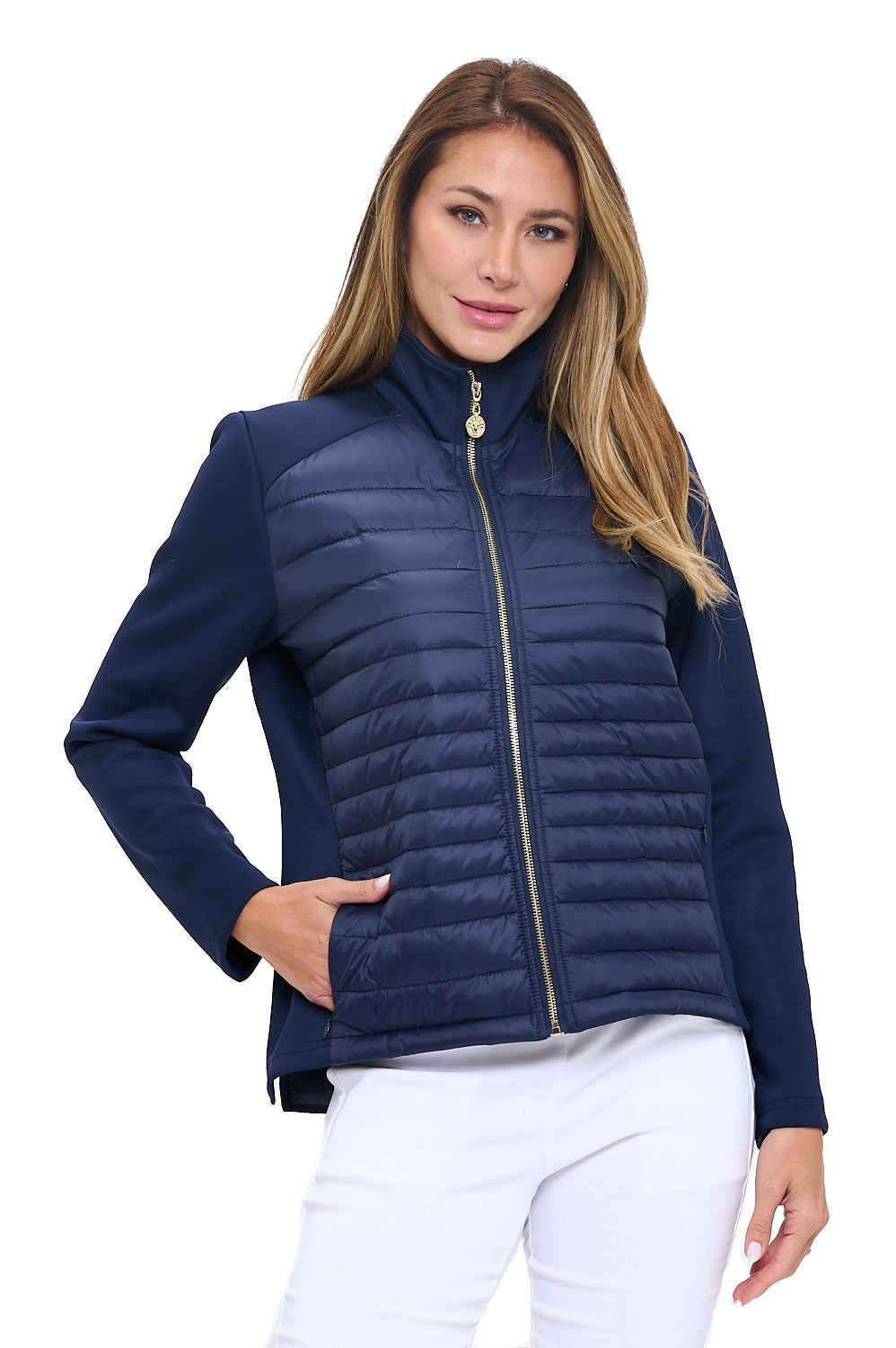 Navy Quilted Hybrid Golf Jacket