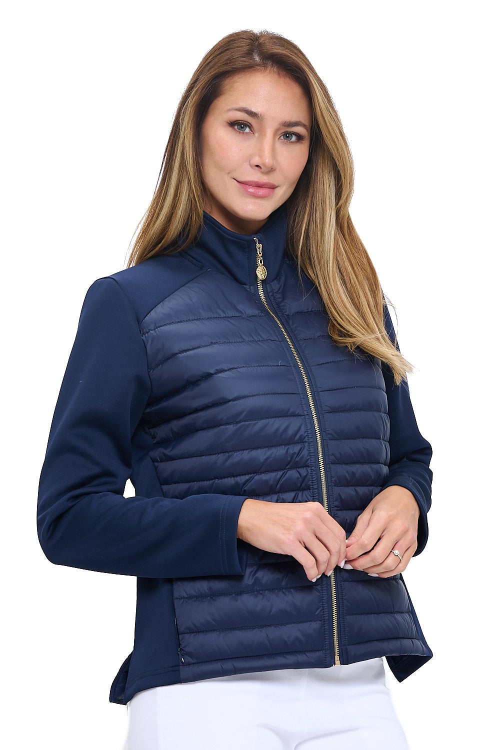 Navy Quilted Hybrid Golf Jacket