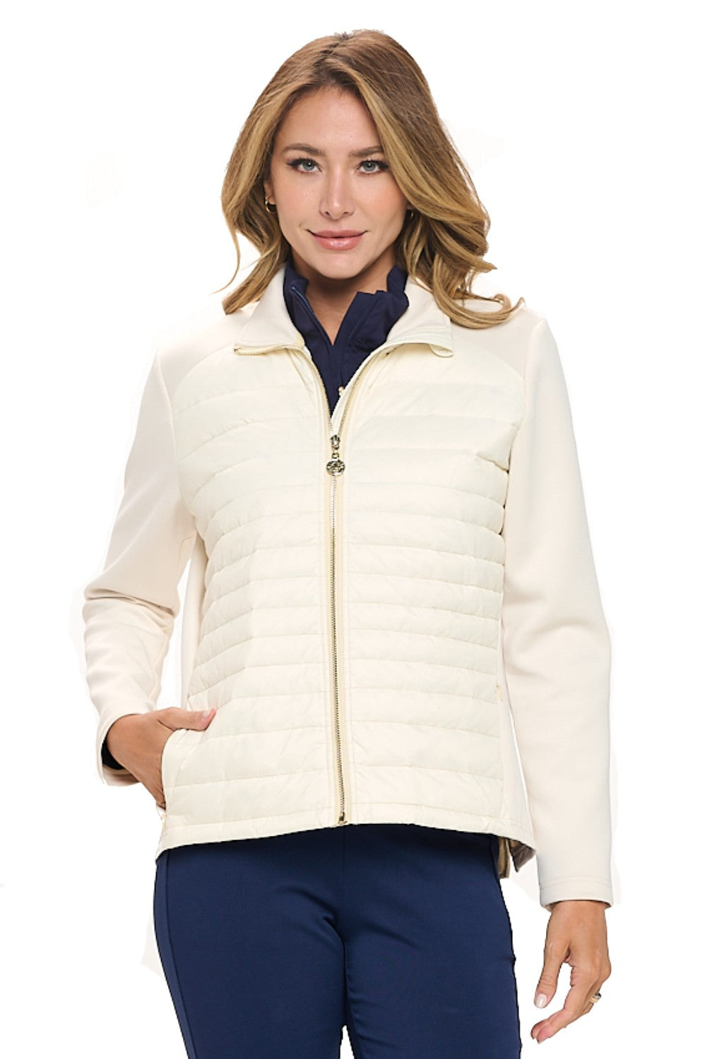 Tan Quilted Hybrid Golf Jacket