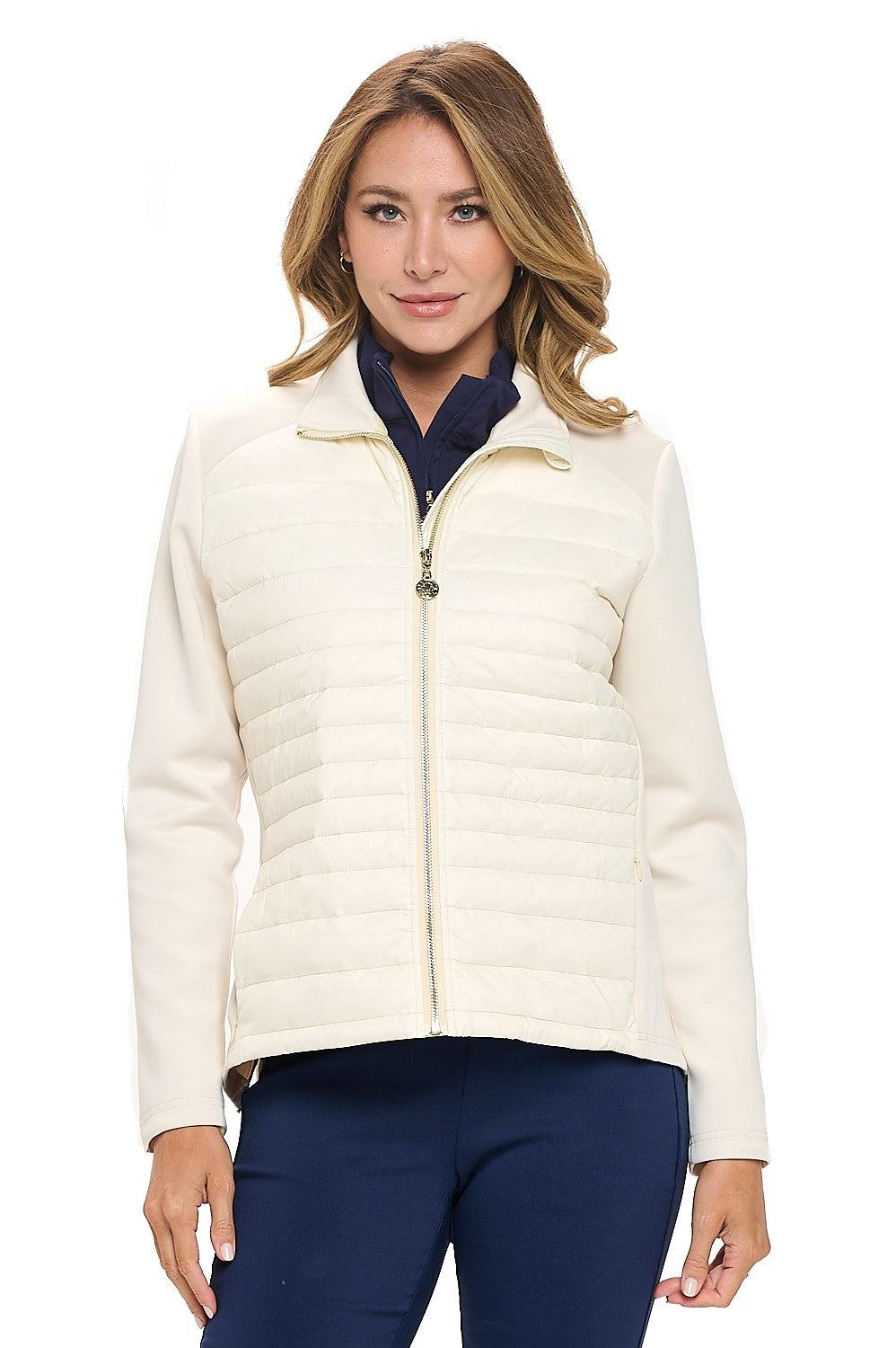 Tan Quilted Hybrid Golf Jacket