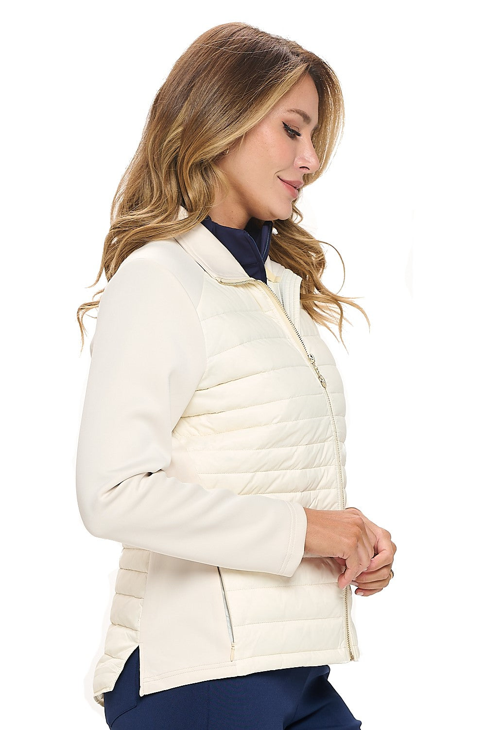Tan Quilted Hybrid Golf Jacket
