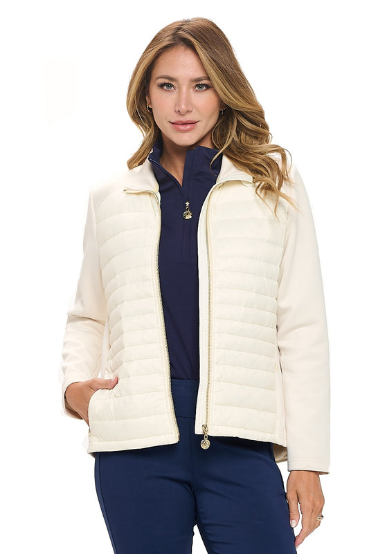 Tan Quilted Hybrid Golf Jacket