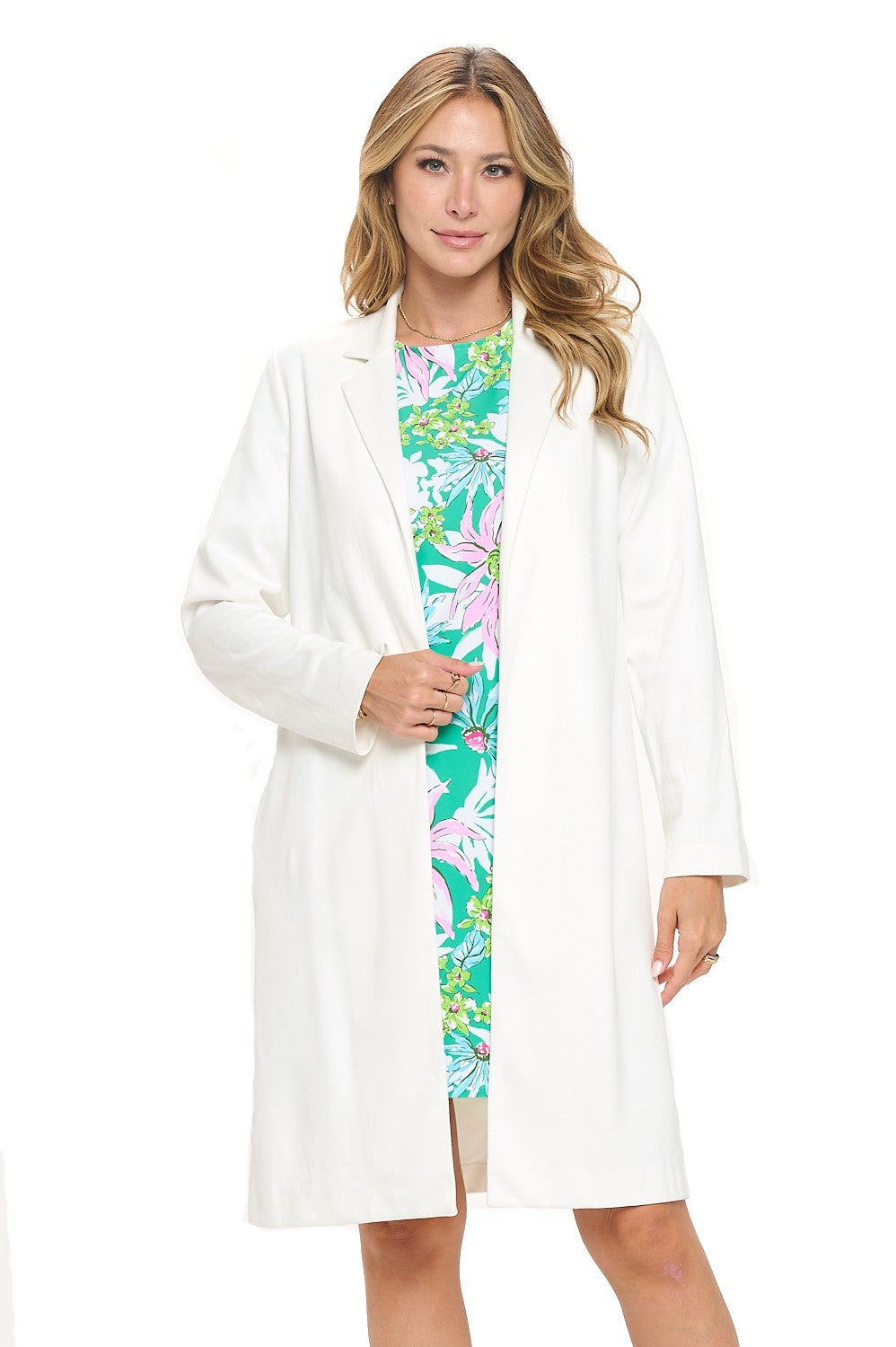 White Luxe Coat - Long Sleeve Tailored Jacket