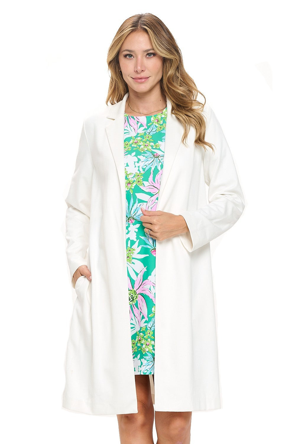 White Luxe Coat - Long Sleeve Tailored Jacket