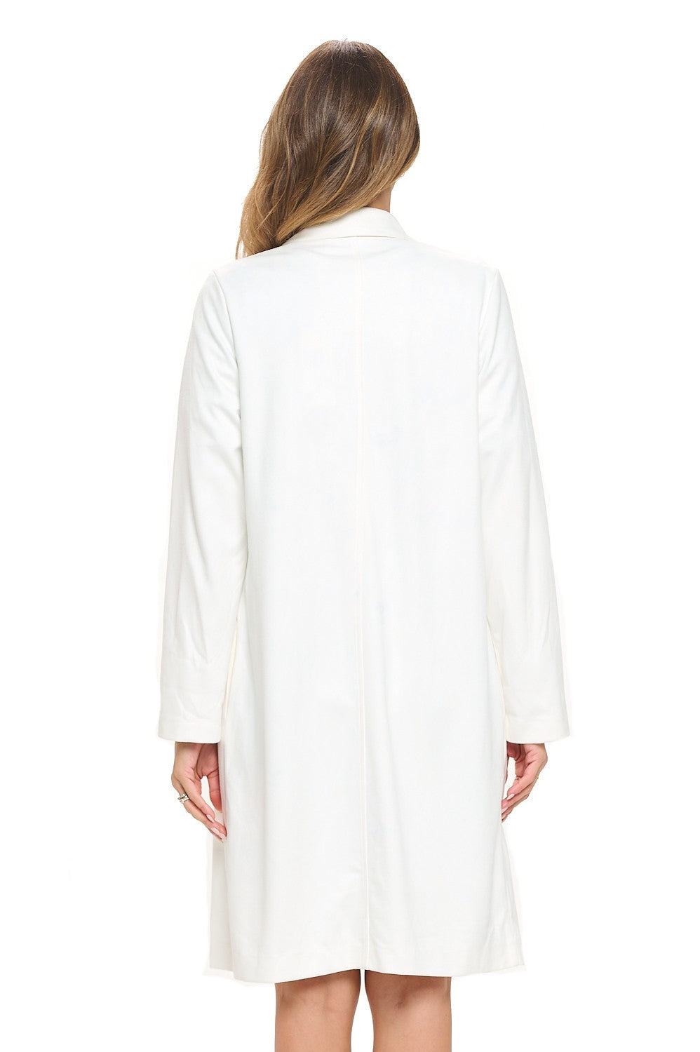 White Luxe Coat - Long Sleeve Tailored Jacket