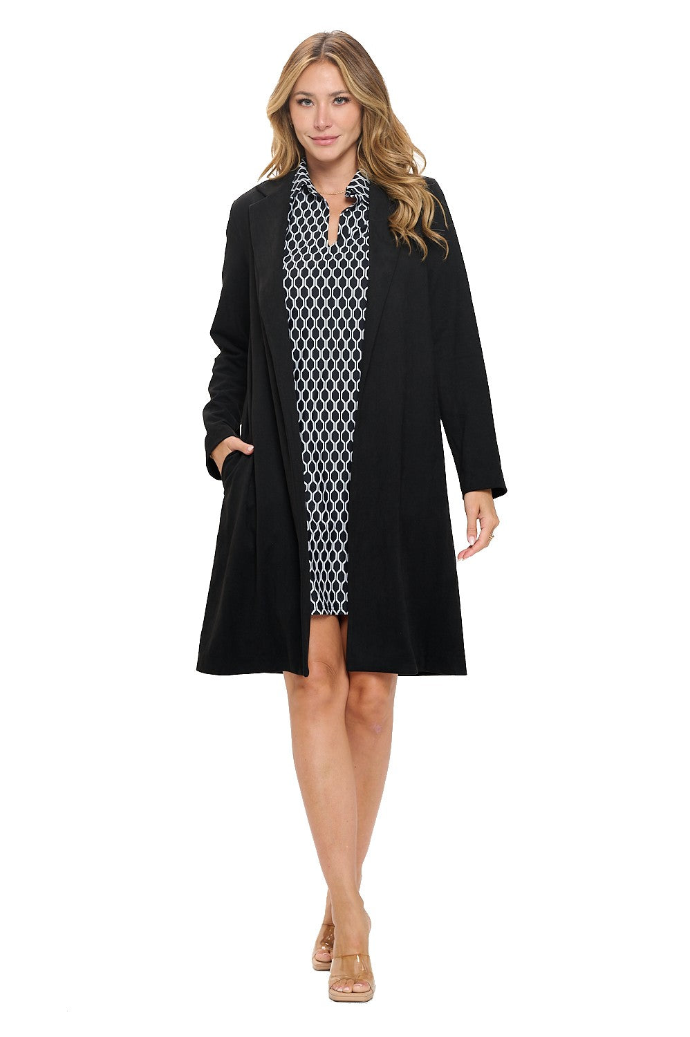 Black Luxe Coat - Long Sleeve Tailored Jacket