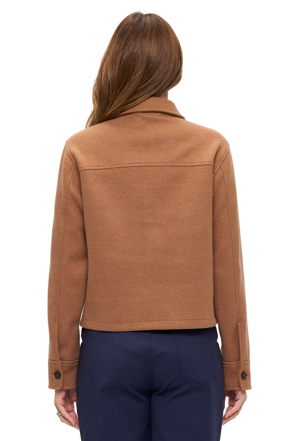 Mocha Button-Front Wool Like Jacket