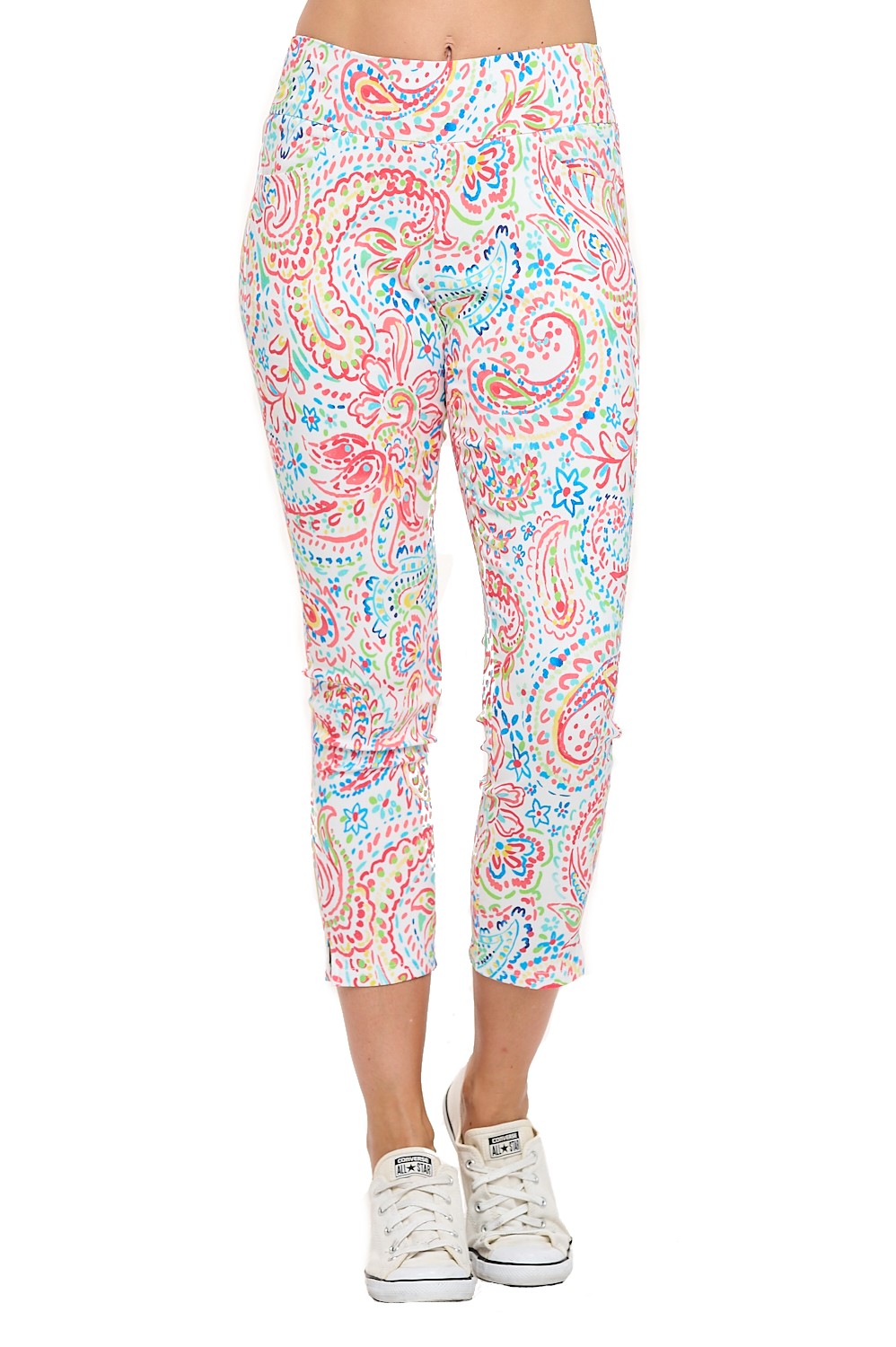 Paisley Paradise Capri Leggings - Multi-Color Print