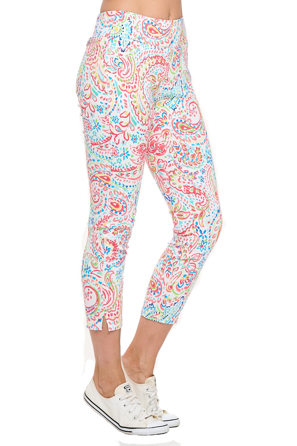 Paisley Paradise Capri Leggings - Multi-Color Print
