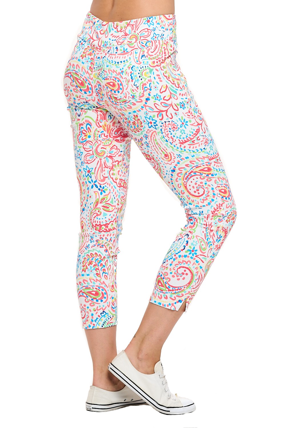 Paisley Paradise Capri Leggings - Multi-Color Print