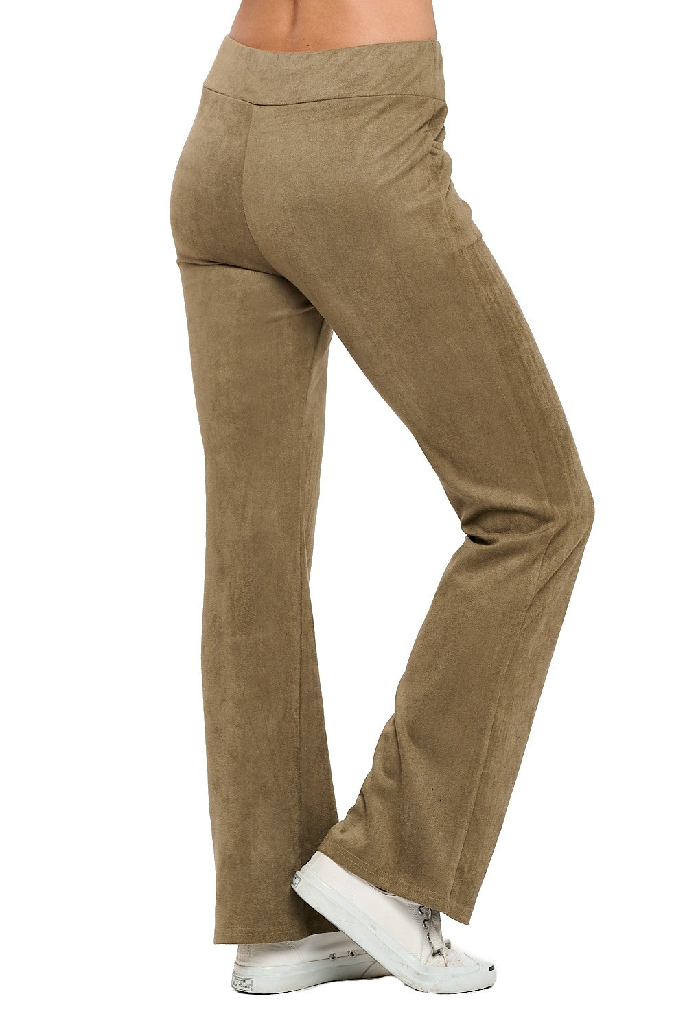Sleek Olive Suede-Look Pants