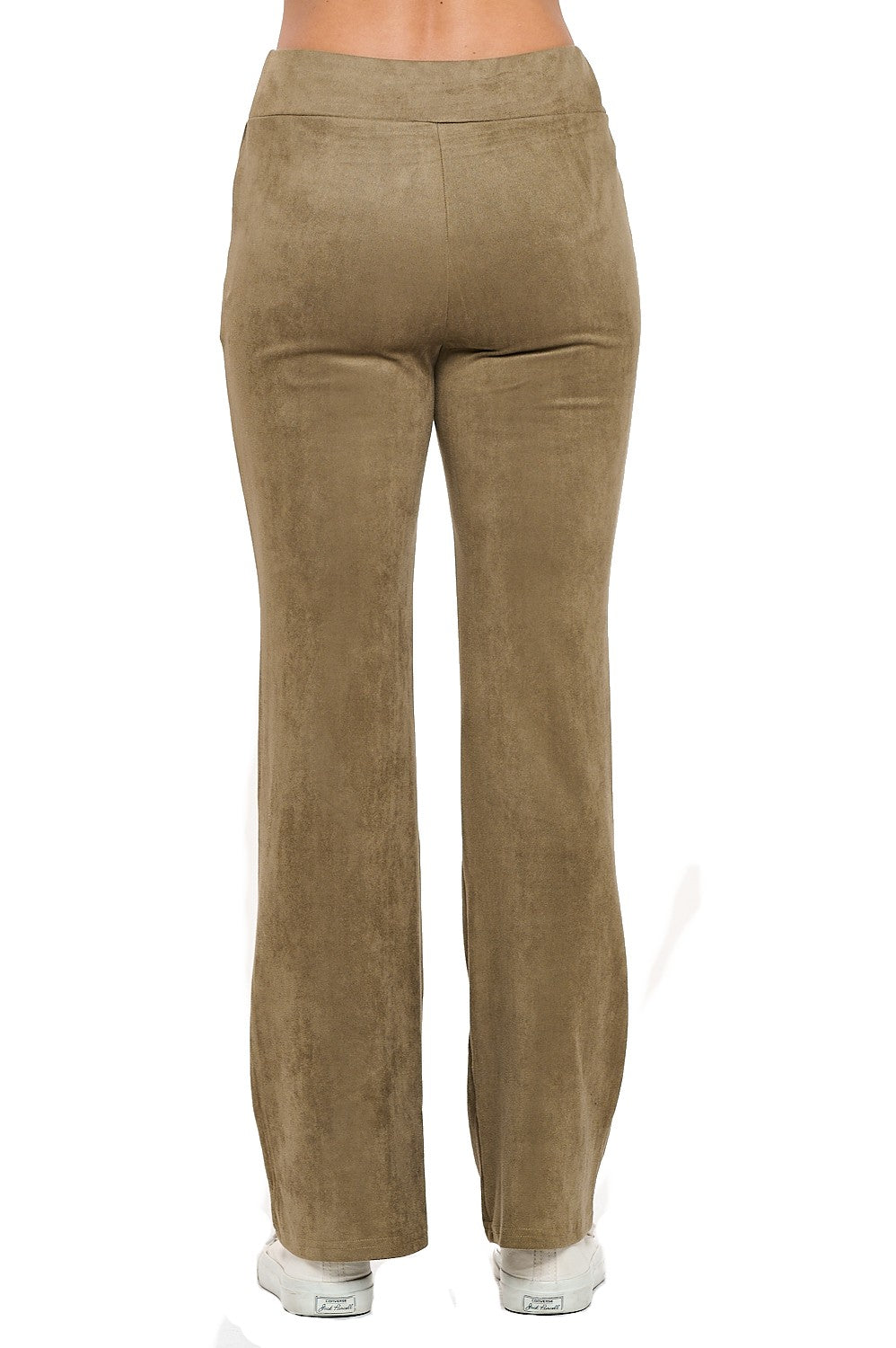 Sleek Olive Suede-Look Pants