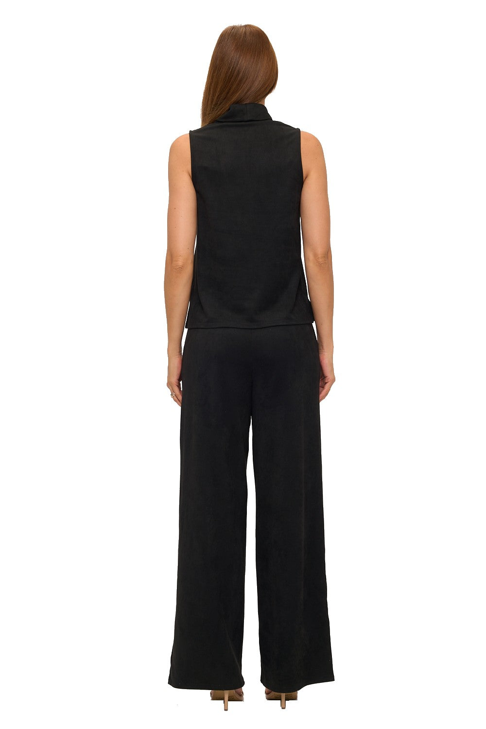 Luxe Suede Turtleneck & Wide-Leg Pant Set