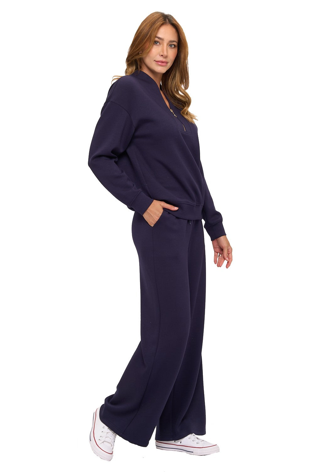 Navy V-Neck Loungewear Set