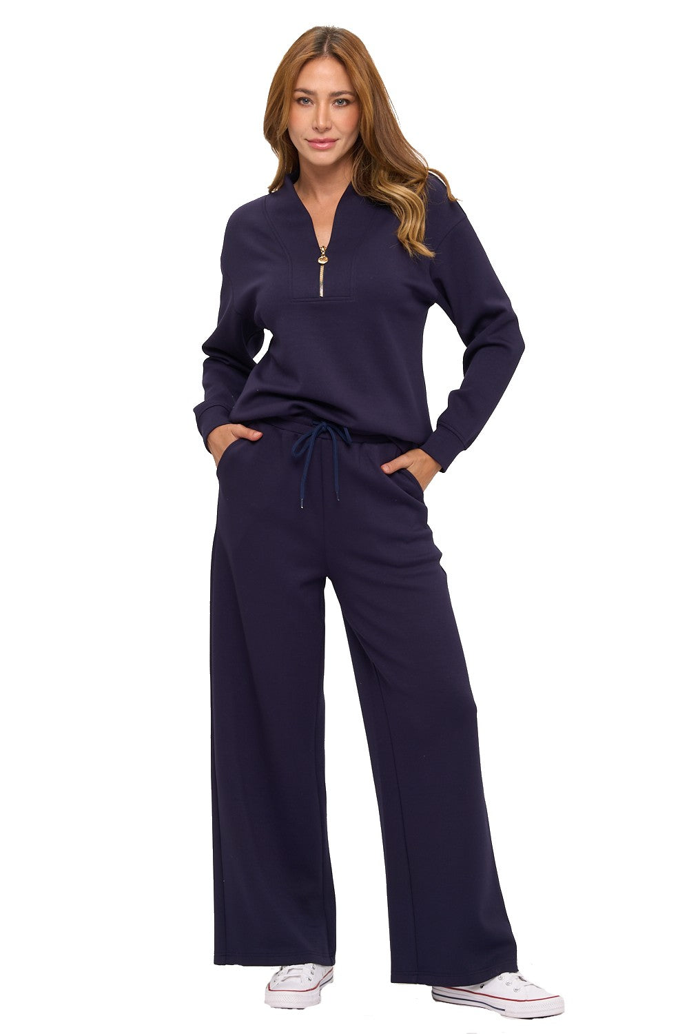 Navy V-Neck Loungewear Set