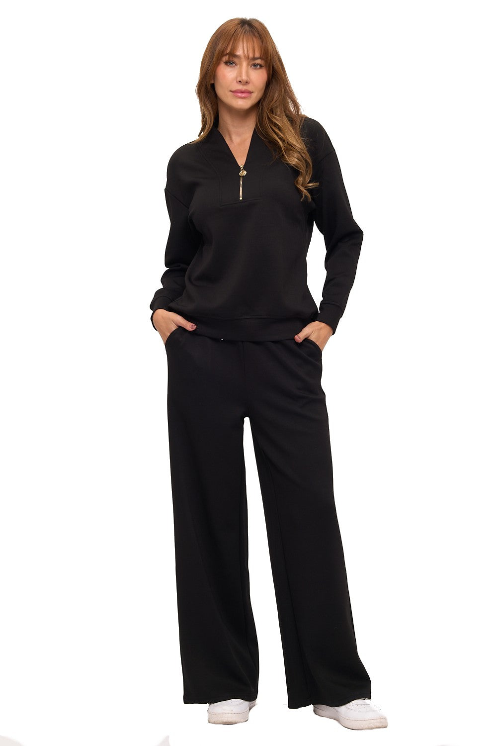 Black V-Neck Loungewear Set