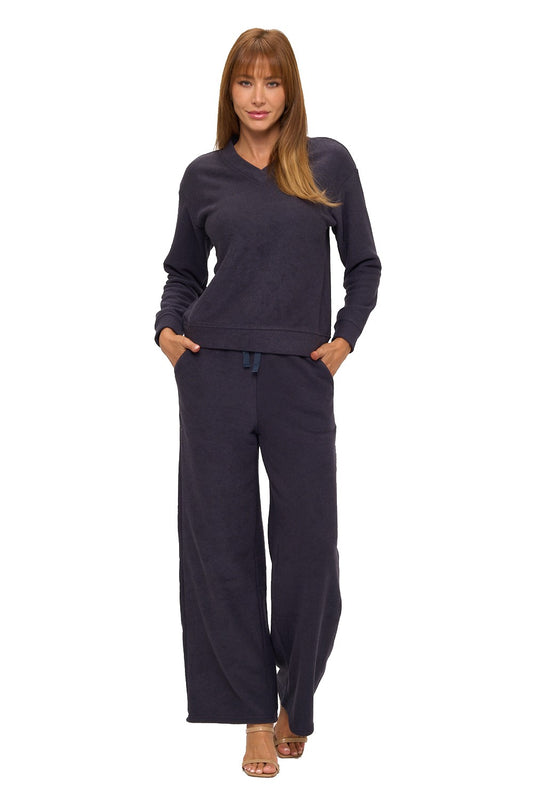 Navy Dreams V-Neck Lounge Set