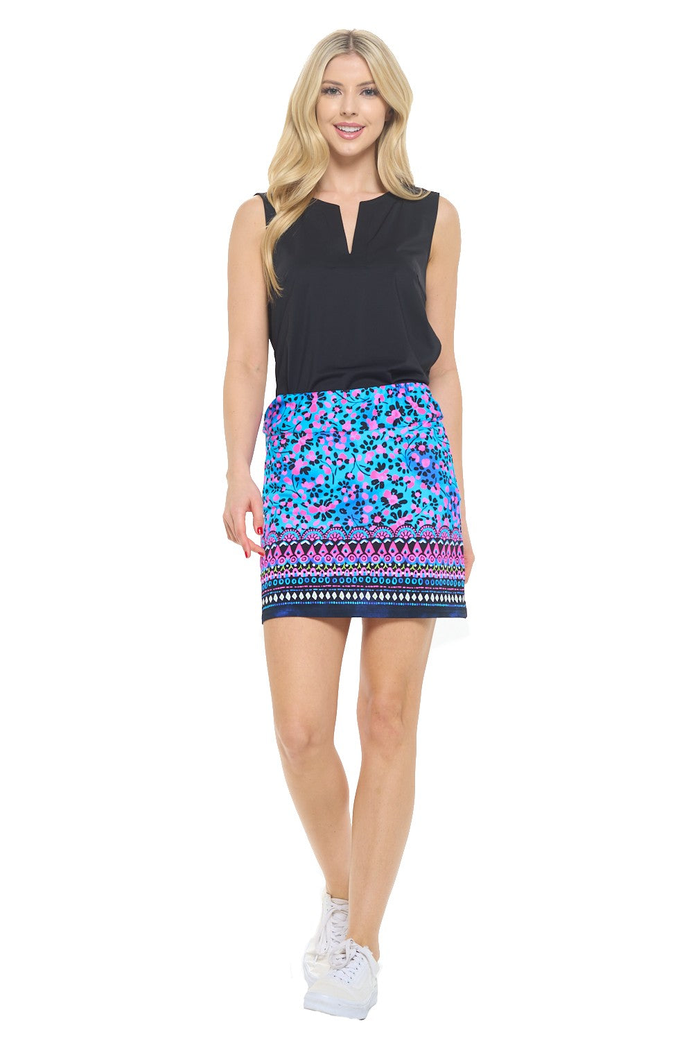Printed Border Skort with Pockets