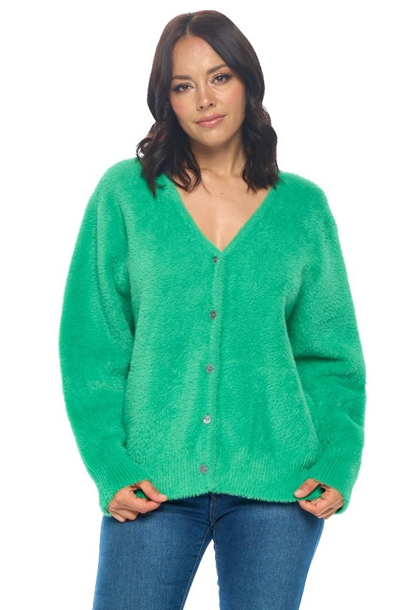 Cozy Green Button-Up Cardigan