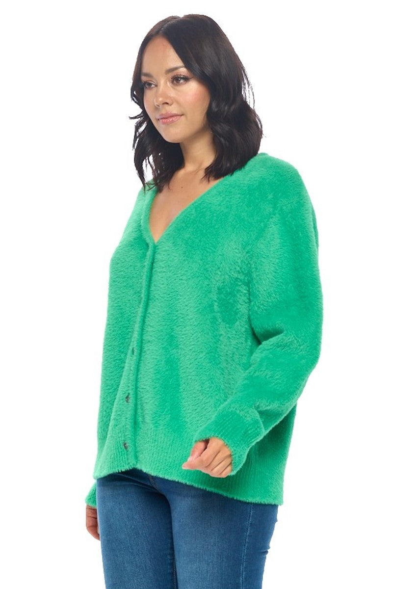 Cozy Green Button-Up Cardigan
