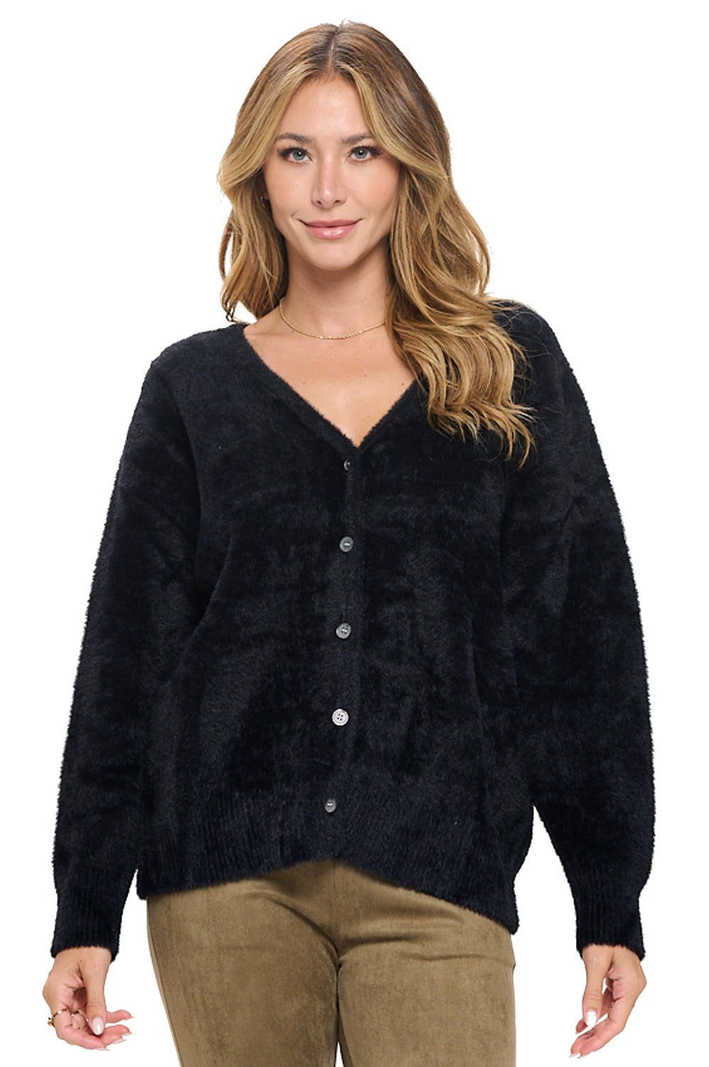 Cozy Black Button-Up Cardigan