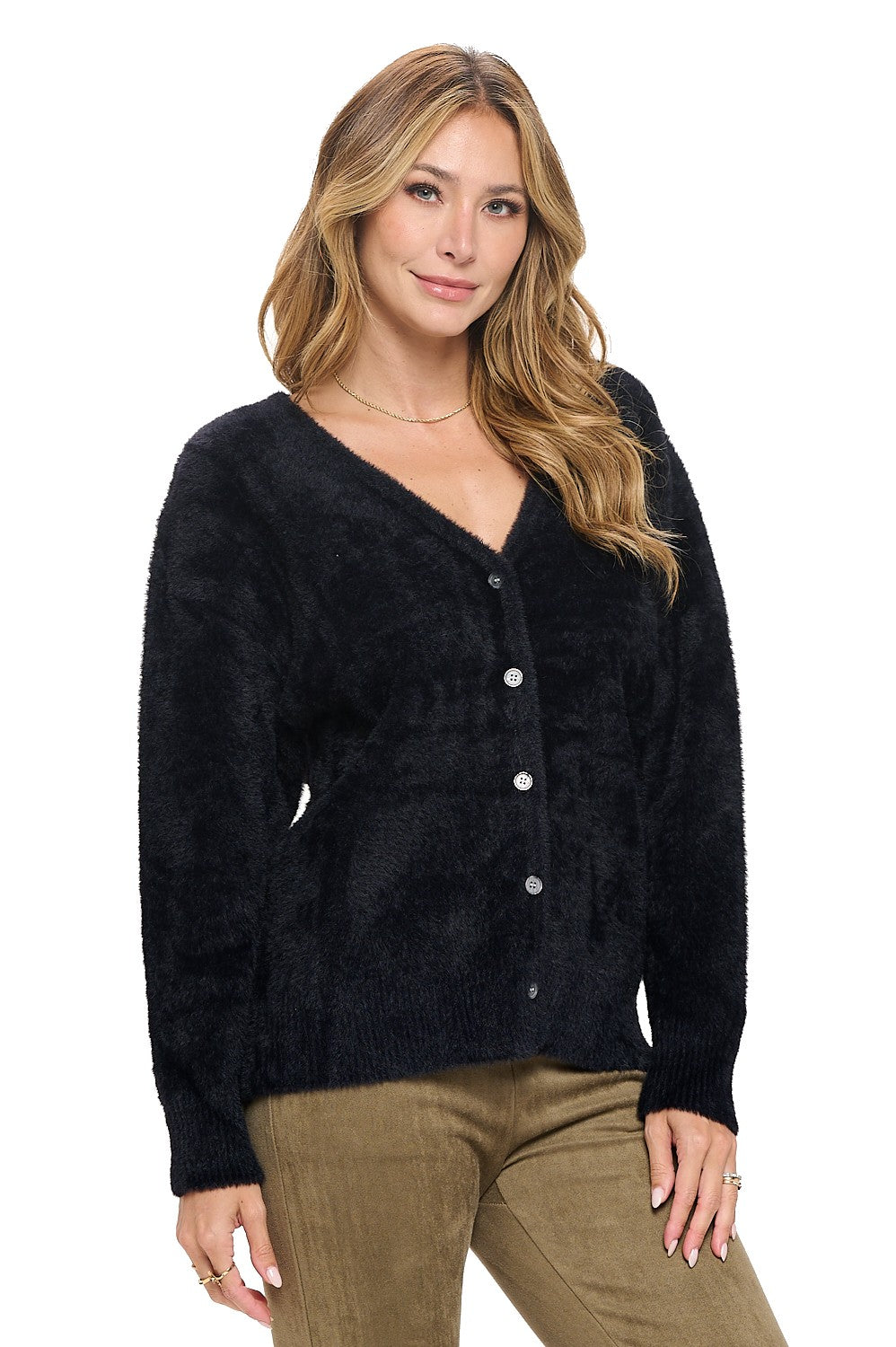 Cozy Black Button-Up Cardigan
