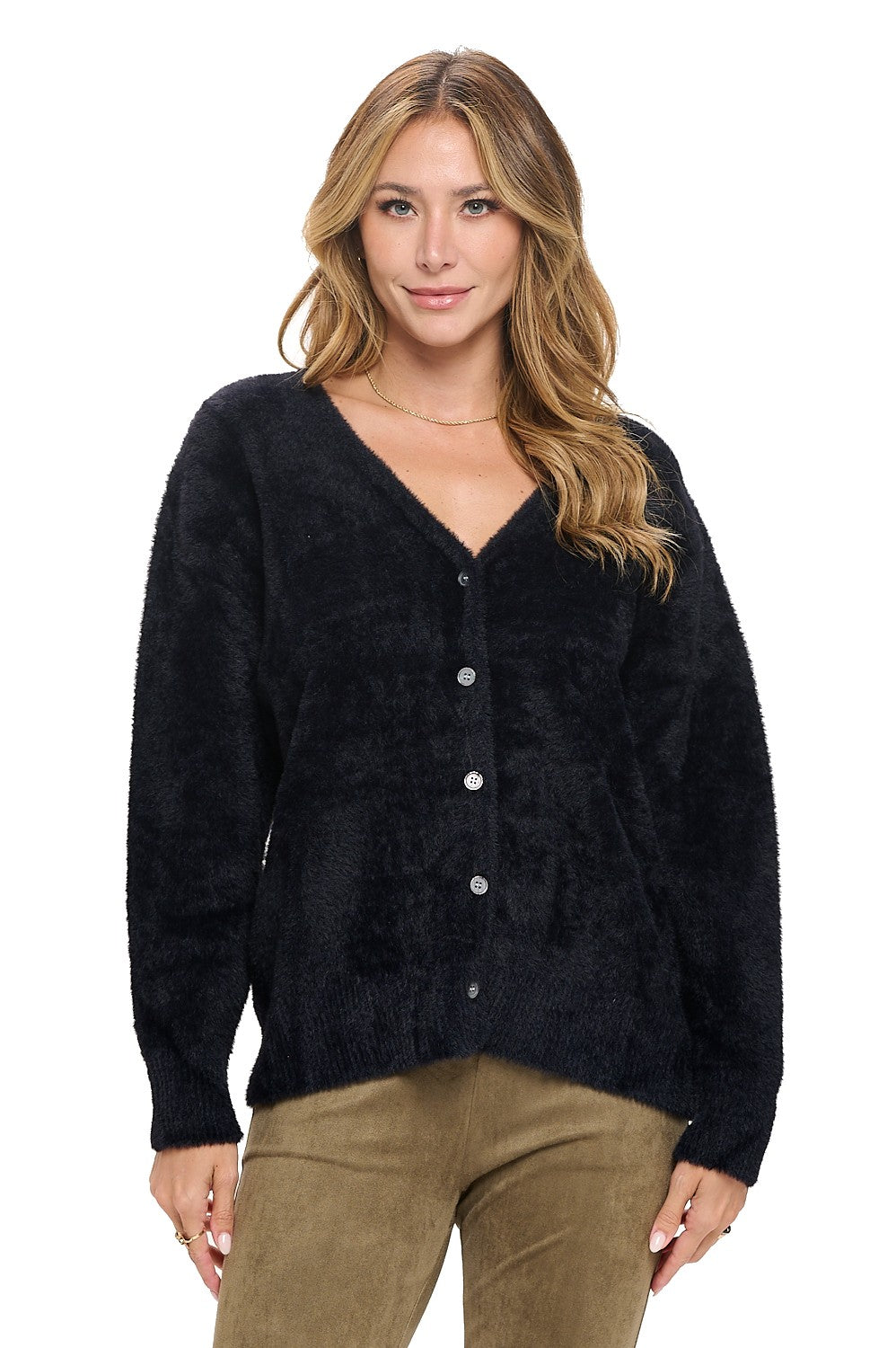 Cozy Black Button-Up Cardigan