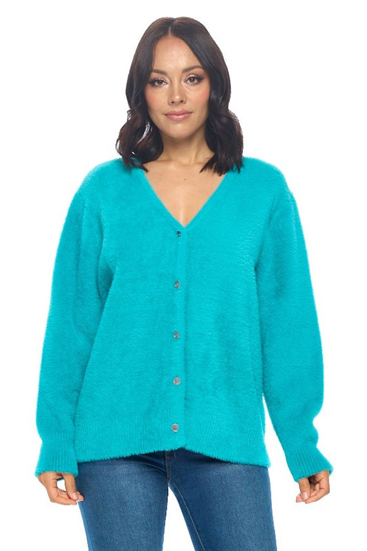 Cozy Blue Button-Up Cardigan