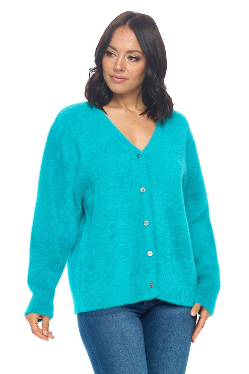 Cozy Blue Button-Up Cardigan