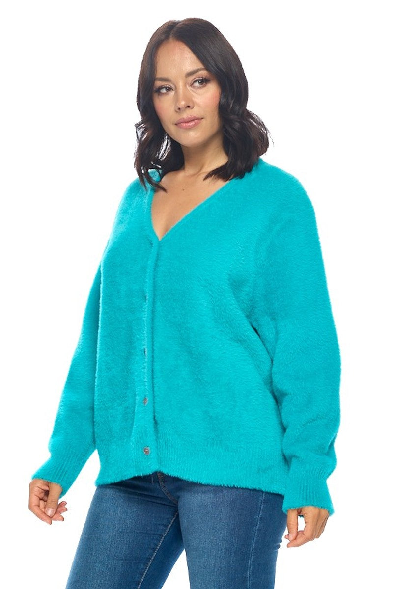 Cozy Blue Button-Up Cardigan