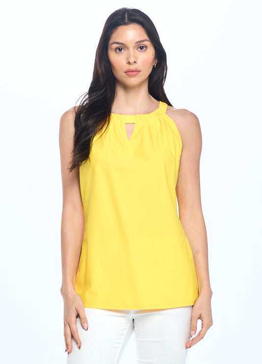 Sunshine Keyhole Tank - Vibrant Yellow Sleeveless Top