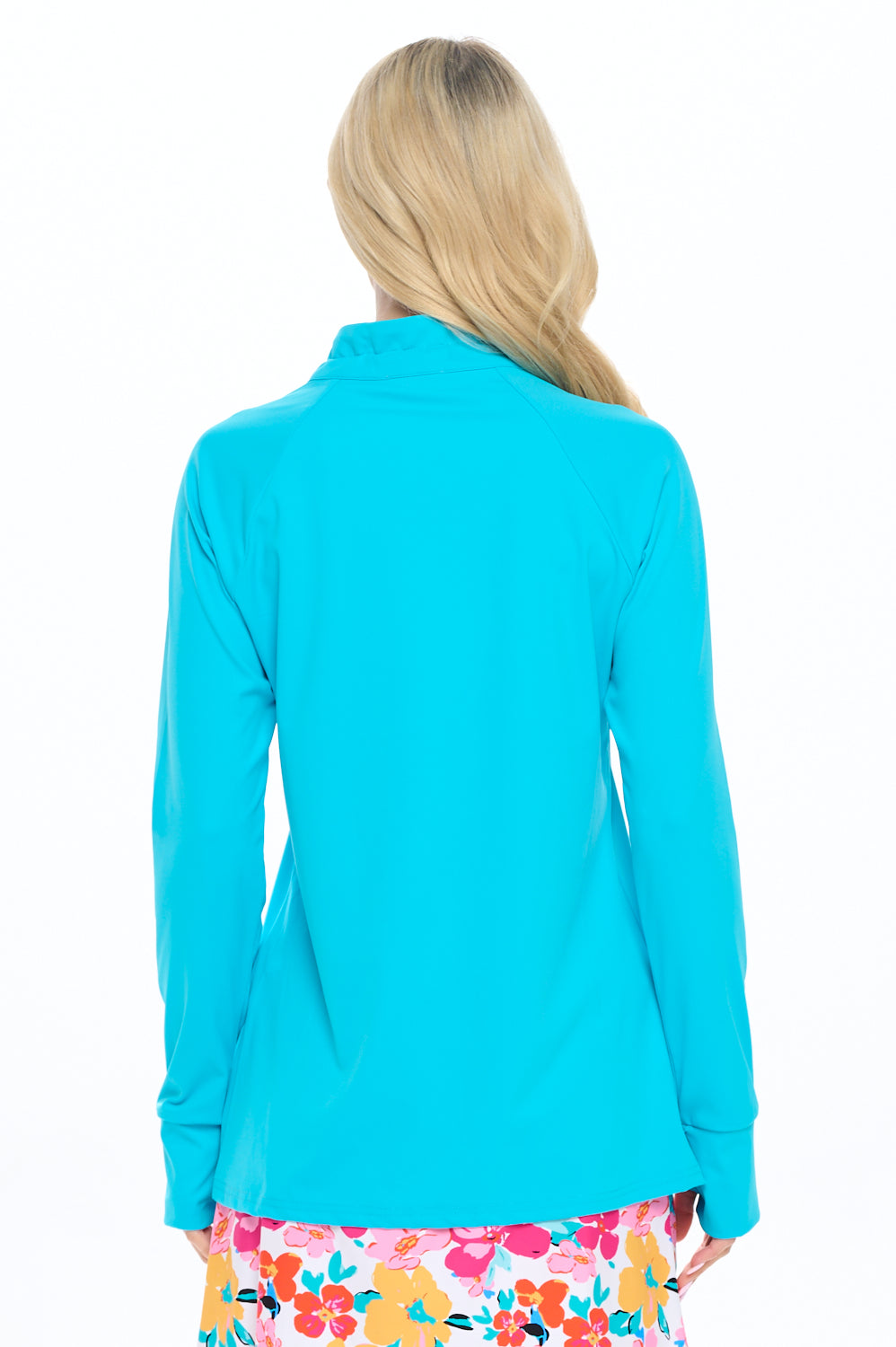 Turquoise Performance Top with Thumb Holes