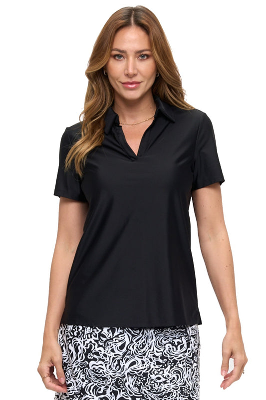 Essential Black Short Sleeve Polo Top