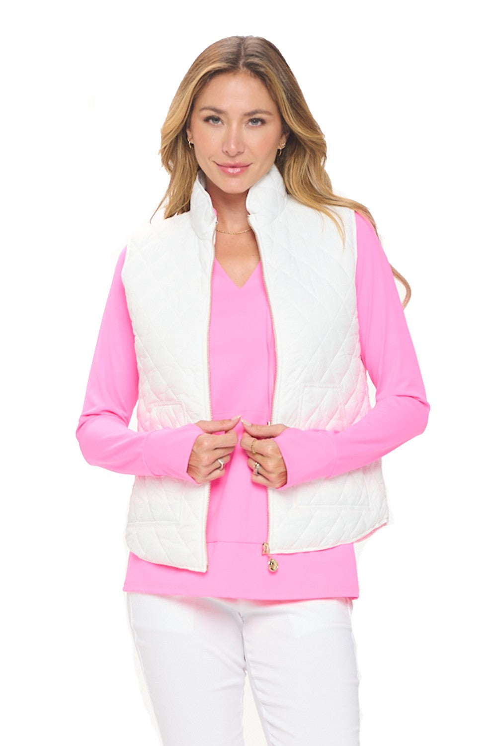 Classic Quilted Vest with Gold Zip