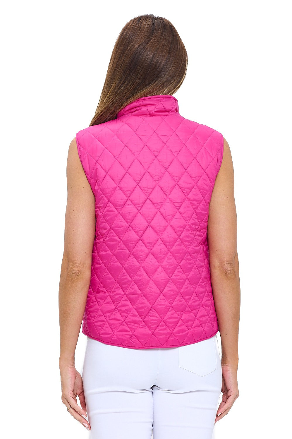 Hot Pink Quilted Puffer Vest - Sleeveless Zip-Up