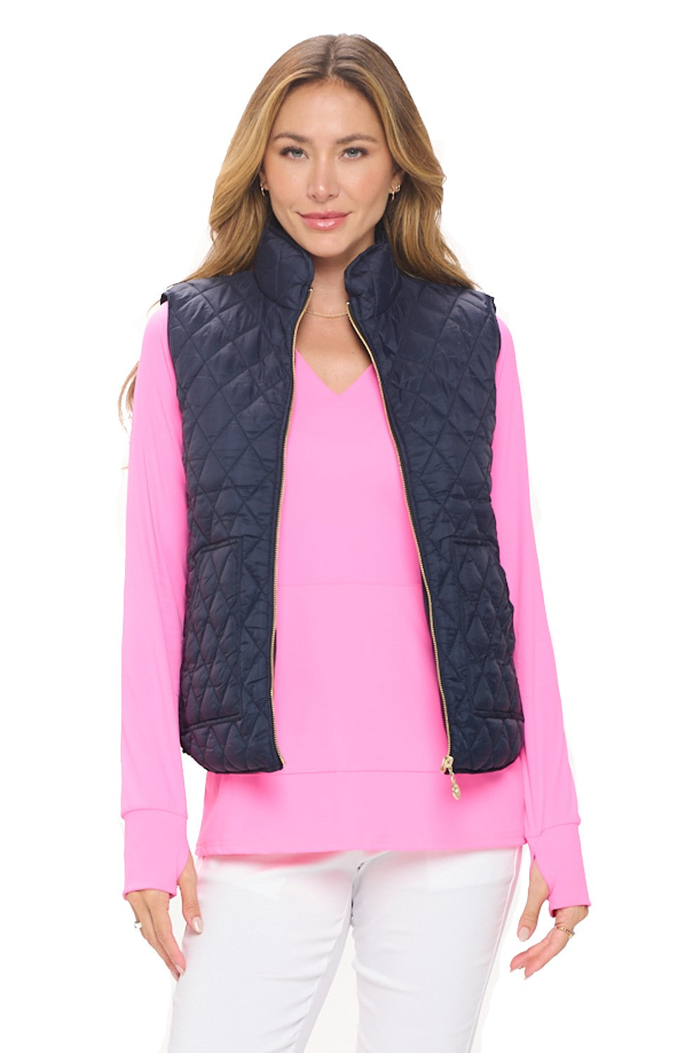 Navy Quilted Puffer Vest - Sleeveless Zip-Up