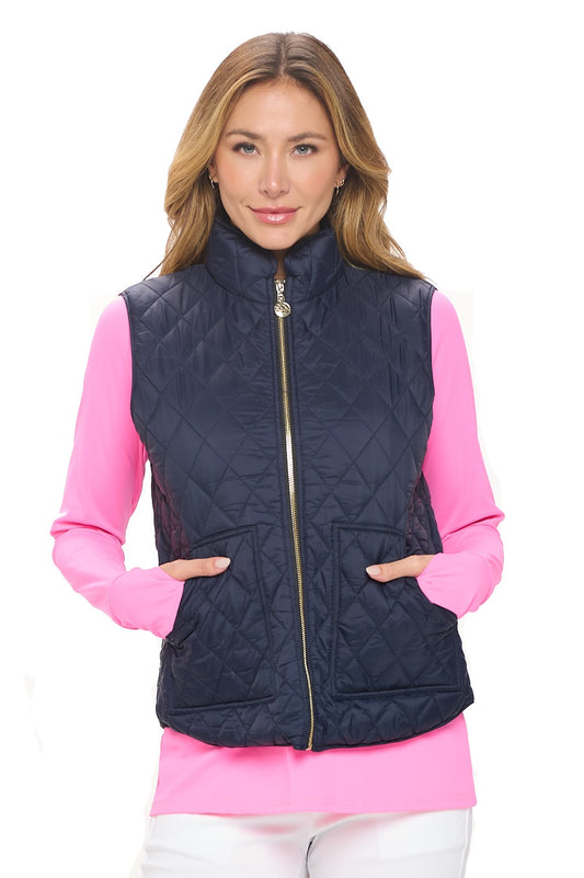 Classic Quilted Vest with Gold Zip