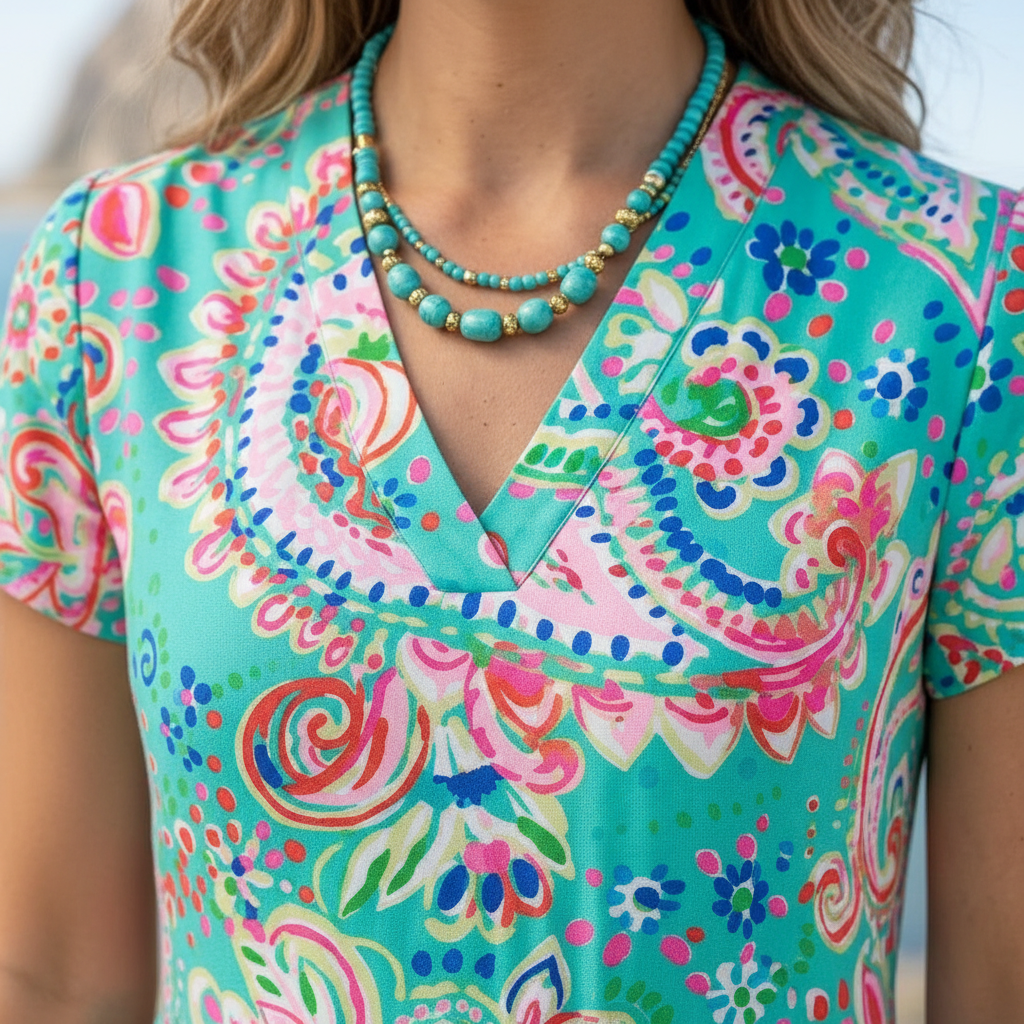 Coastal Paisley Tiered Maxi Dress